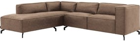 Goossens Bank Calvin bruin, micro leer, 2,5-zits, modern design met ligelement links