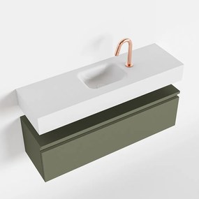 Mondiaz Andor toiletmeubel 100cm army met witte wastafel midden met kraangat