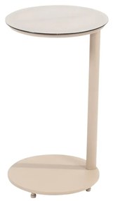 Taste by 4 Seasons Vic bijzettafel latte met rond keramisch geprint tafelblad Ø 30 cm (H 50 cm) Loungetafel   beige weerbestendig