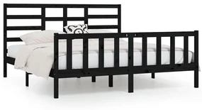 vidaXL Bedframe massief hout zwart 180x200 cm 6FT Super King