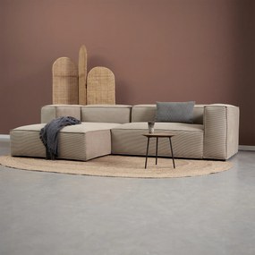 Beige Rib Bank Met Chaise Longue Links