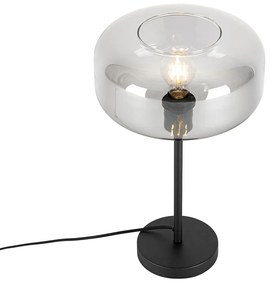 Art deco tafellamp zwart met smoke glas - Bizle