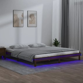 vidaXL Bedframe LED massief hout honingbruin 120x200 cm
