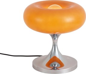 Retro tafellamp chroom met oranje glazen kap 31cm - Glaze