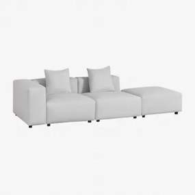 [*] Bruna Modulaire Hoekbank Links Met 2 Delen, Hoge Armleuning En Poef ↔︎285 Cm Stof Gris Glacial - Sklum