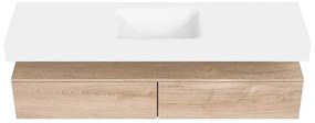 Zaro Alan badmeubel 170cm washed oak 2 lades met vrijhangende wastafel cloud midden zonder kraangat talc