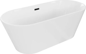 Mexen Flavia vrijstaande badkuip 150 x 75 cm, wit, zwarte overloop - 54031507500-B