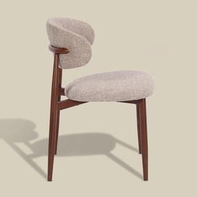 Eetkamerstoel Walnoot Met Beige Stof
