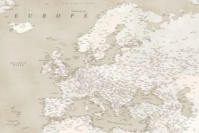 Kaart Sepia vintage detailed map of Europe, Blursbyai