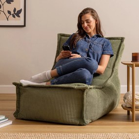 Dolce Zitzak Stoel Cord Lounger - Saliegroen