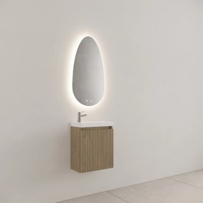 Gliss Design Timotheus toiletmeubel met ribbelfront 40cm ash gray met mat witte fontein