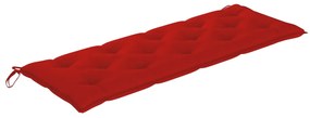 vidaXL Tuinbank met rood kussen 150 cm massief teakhout