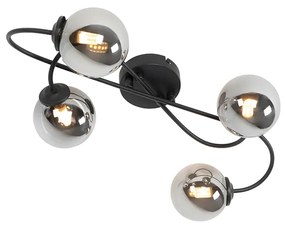 Moderne plafondlamp zwart 4-lichts met smoke glas - Athens Landelijk G9 Binnenverlichting Lamp