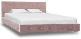 vidaXL Bed met traagschuim matras fluweel roze 120x200 cm
