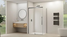 Van Rijn ST09 hoekcabine met helder glas 100x140cm geborsteld gun metal