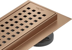 Mexen Flat 360° M08 draaibare lineaire afvoer 70 cm, geborsteld koper - 1C25070-40