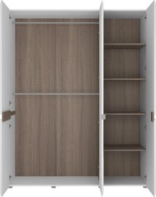 Kledingkast Vesfera 109, Glanzend wit, Wit, Truffel eiken, 209x164x59cm, 167 kg, Kledingkast deuren: Met scharnieren