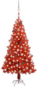 vidaXL Kunstkerstboom met LED's en kerstballen 150 cm PVC rood