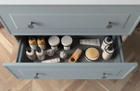 Muebles Renoir badmeubel 100cm lichtblauw met waskom en langwerpige handgrepen goud