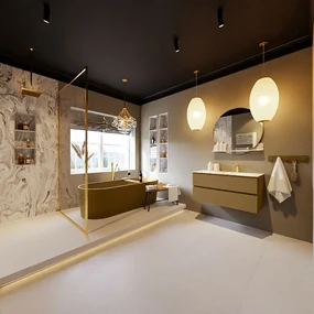 Mondiaz Vica DLux badmeubel 100cm oro 2 lades met wastafel glace rechts 1 kraangat