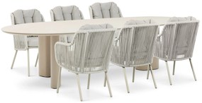 Tuinset 6 personen 240 cm Aluminium/rope Taupe Santika Furniture Santika