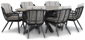 Tuinset 6 personen 220 cm Wicker/Aluminium/Aluminium/wicker Zwart Coco Azzano/Matara