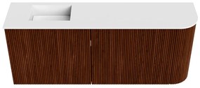Mondiaz Joya 100cm toiletmeubel ronding rechts ruby met wastafel faye links zonder kraangat talc