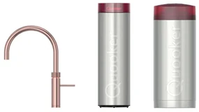 Quooker Fusion Round kokendwaterkraan - draaibare uitloop - Combi+ incl. Cube reservoir - Warm / kokend / bruisend / gefilterd water - Rosé koper 22+FRRCO-CUBE