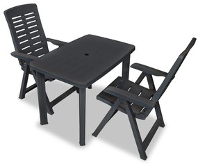 vidaXL 3-delige Bistroset kunststof antraciet