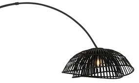 Oosterse booglamp zwart bamboe - PuaOosters E27 Binnenverlichting Lamp