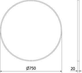 Mexen Loft ronde badkamer spiegel 75 cm, zwarte lijst - 9850-075-075-000-70