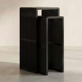 Zuilen Set Teak Latjes Zwart