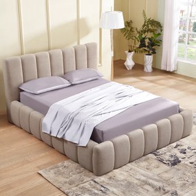 Teddy Boucle Bedframe Met Strepen 160 X 200 Cm