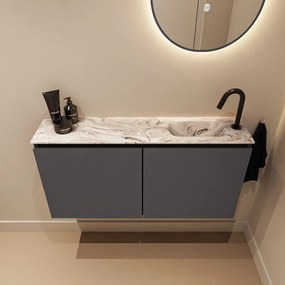 Mondiaz Ture DLux toiletmeubel 100cm dark grey met wastafel glace rechts met kraangat