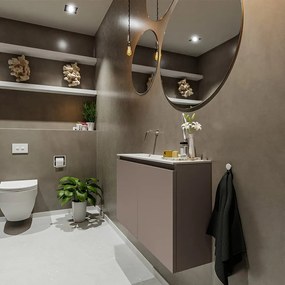 Mondiaz Ture 80cm toiletmeubel smoke met wastafel talc links geen kraangat