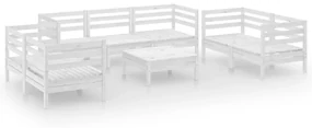 vidaXL 8-delige Loungeset massief grenenhout wit