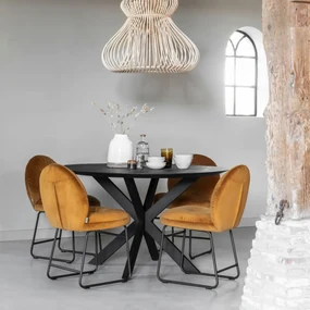 Ronde Eettafel Zwart Teakhout 130 Cm - 130 X 130cm.