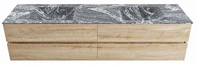 Mondiaz Vica DLux badmeubel 200cm washed oak 4 lades met wastafel lava dubbel zonder kraangat