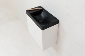 Sanigoods Minimo toiletmeubel 40cm mat wit met matzwarte fontein zonder kraangat