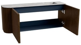 Mondiaz Joya DLux 100cm toiletmeubel ronding links walnut met wastafel faye rechts zonder kraangat glace