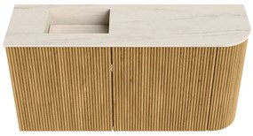 Mondiaz Joya DLux 80cm toiletmeubel ronding rechts oak met wastafel faye links 1 kraangat meli