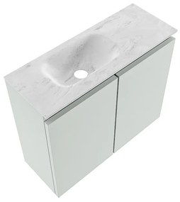 Mondiaz Ture DLux toiletmeubel 60cm greey met wastafel opalo links met kraangat