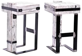 CHYRKA® Eettafel woonkamer tafel DROHOBYCZ kruk loft vintage bar industrieel design handgemaakt hout glas metaal