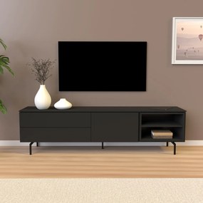 Tenzo Plain Mat Zwart Tv-meubel Met Open Vak - 210x45x57cm.