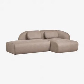 2-delige Modulaire Rechter Chaise Longue Bank Met Linker Divan In Chenille Coquette Chenille Tarwebruin - Sklum