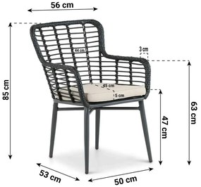 Tuinset 4 personen 160 cm Aluminium/Wicker Zwart De Laan Projects