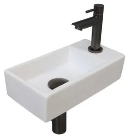 INK Versus Fonteinset - 36x18x9cm - wasbak links - porselein Mat wit/metal black 1805364