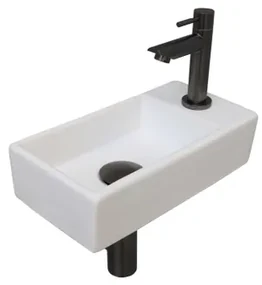 INK Versus Fonteinset - 36x18x9cm - wasbak links - porselein Mat wit/metal black 1805364