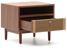 Kave Home Elan Retro Nachtkastje Walnoot Met Touw - 51x41x45cm.