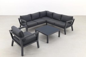 Calgary aluminium loungeset + loungestoel - Carbon